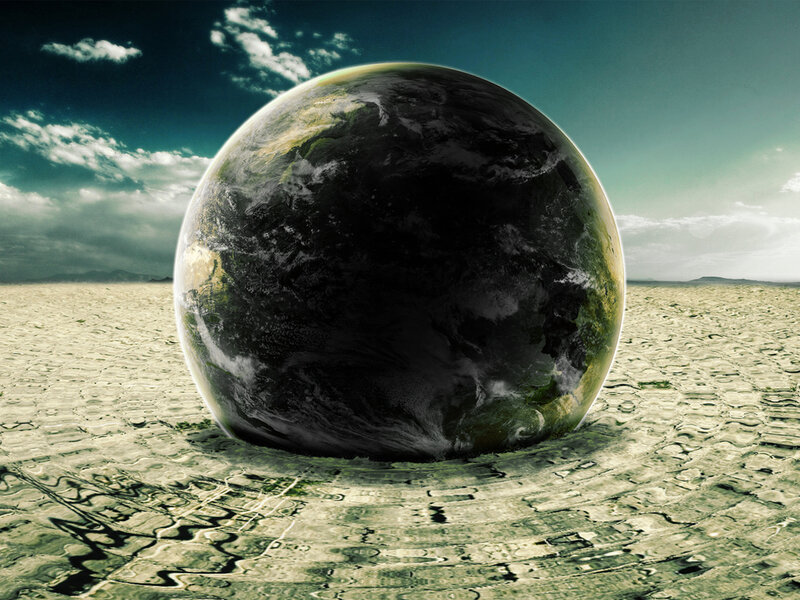 Earth Sphere in Desert — Green
