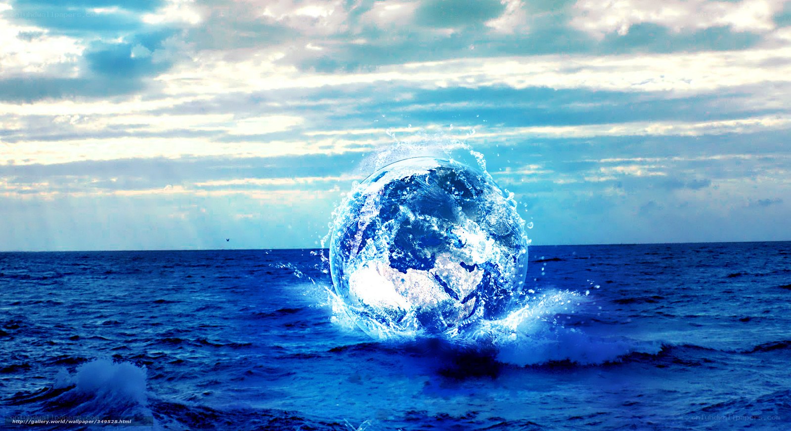 Earth sphere in ocean