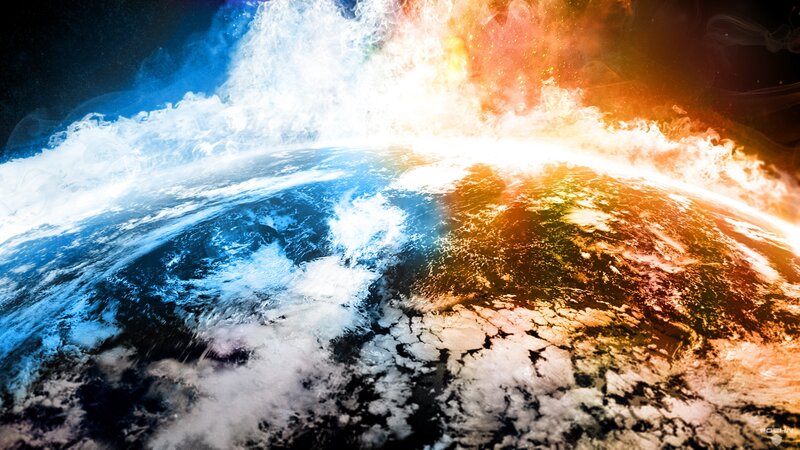 Earth split by fire and ice