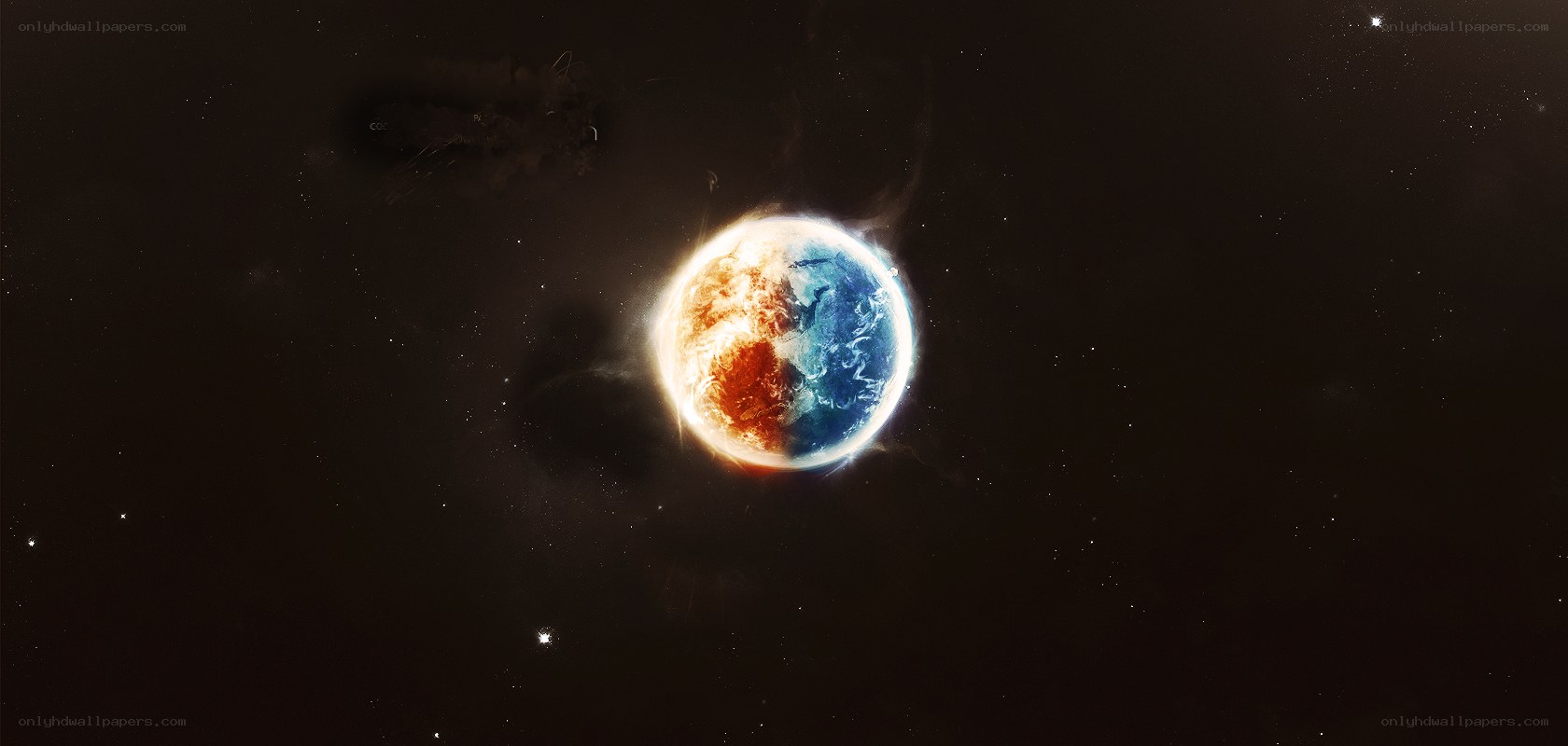 Earth split by fire and ice