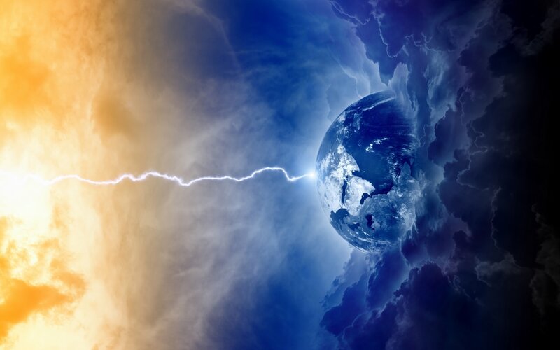 Earth struck by lightning