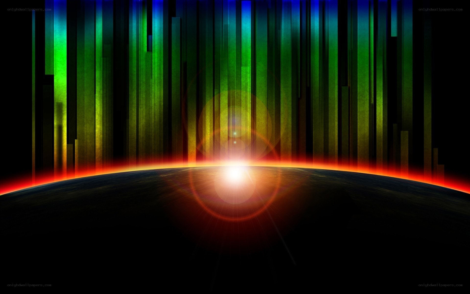 Earth sunrise with colorful light
