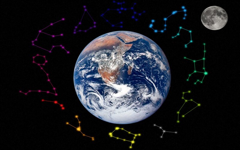 Earth surrounded by constellations