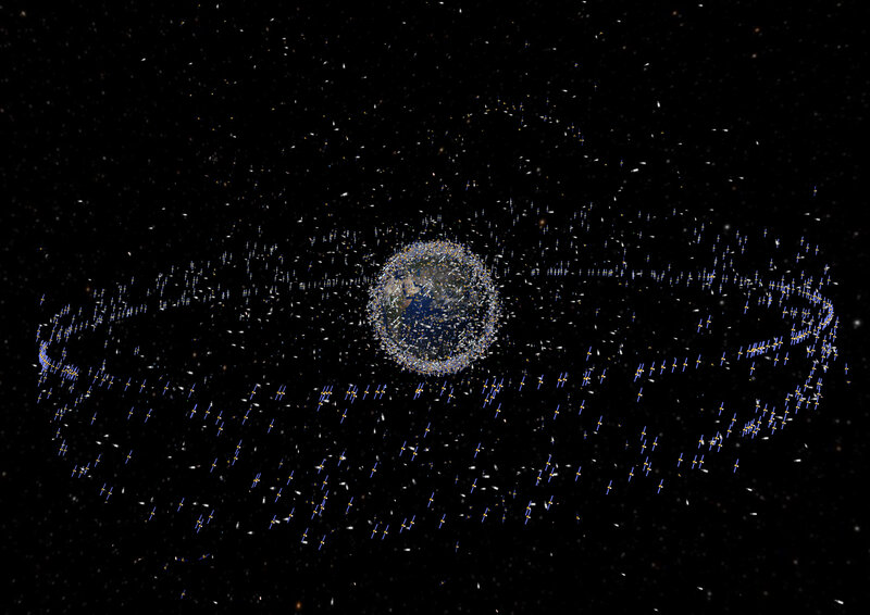 Earth surrounded by satellites