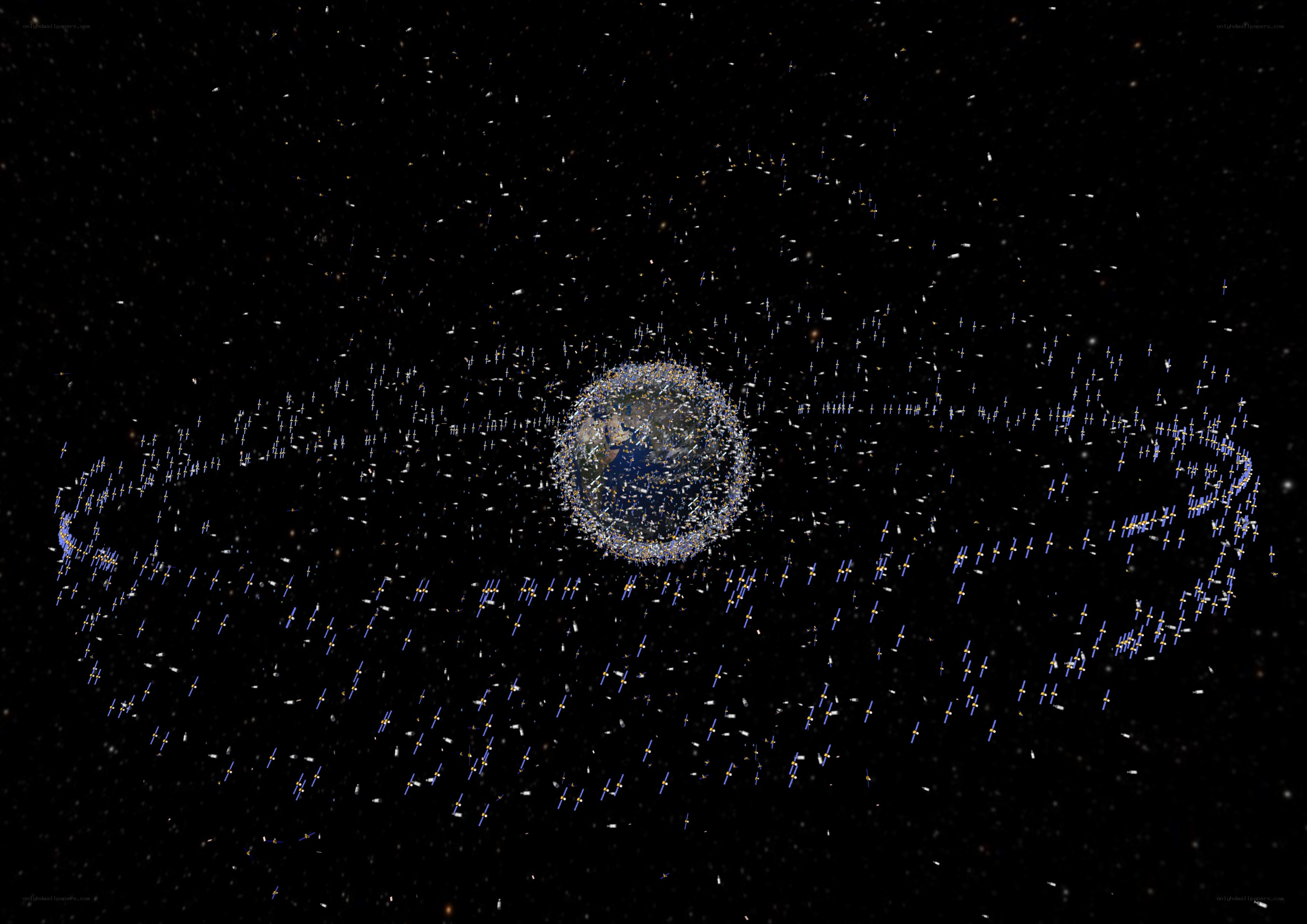 Earth surrounded by satellites