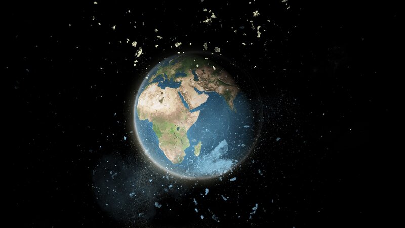 Earth surrounded by space debris