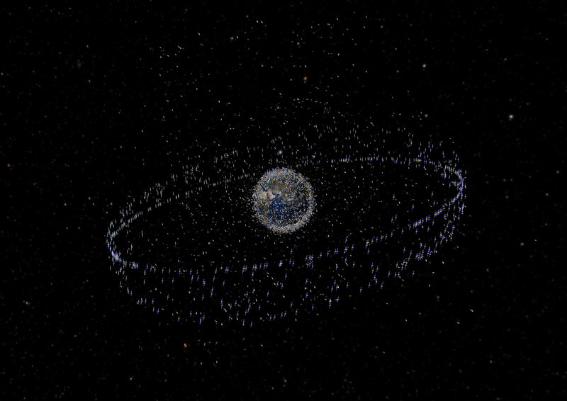 Earth surrounded by space debris
