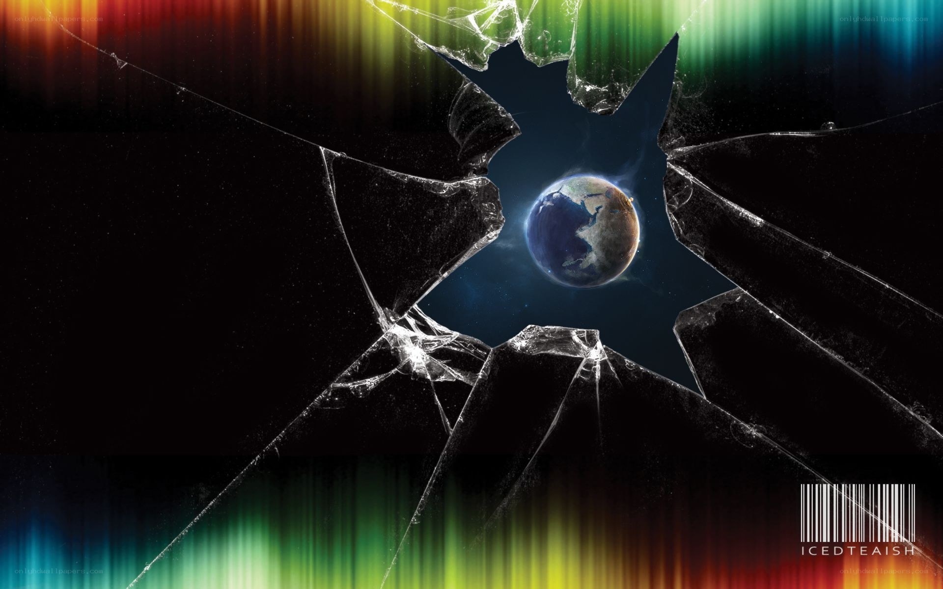 Earth through broken glass