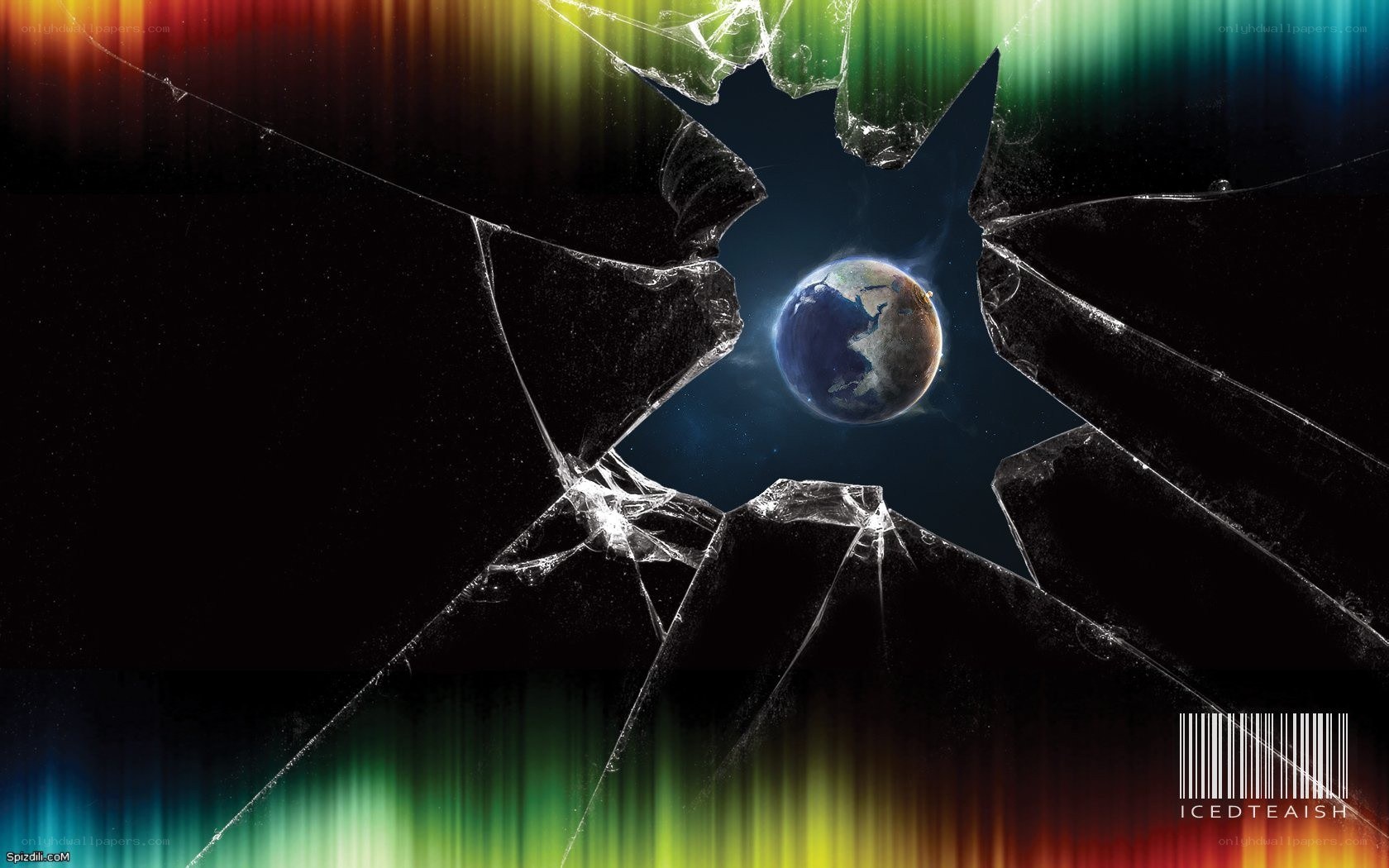 Earth through broken glass