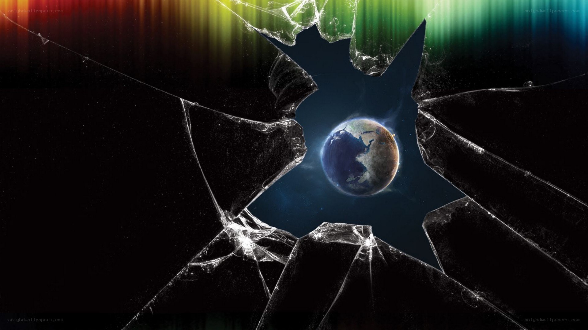 Earth through shattered glass