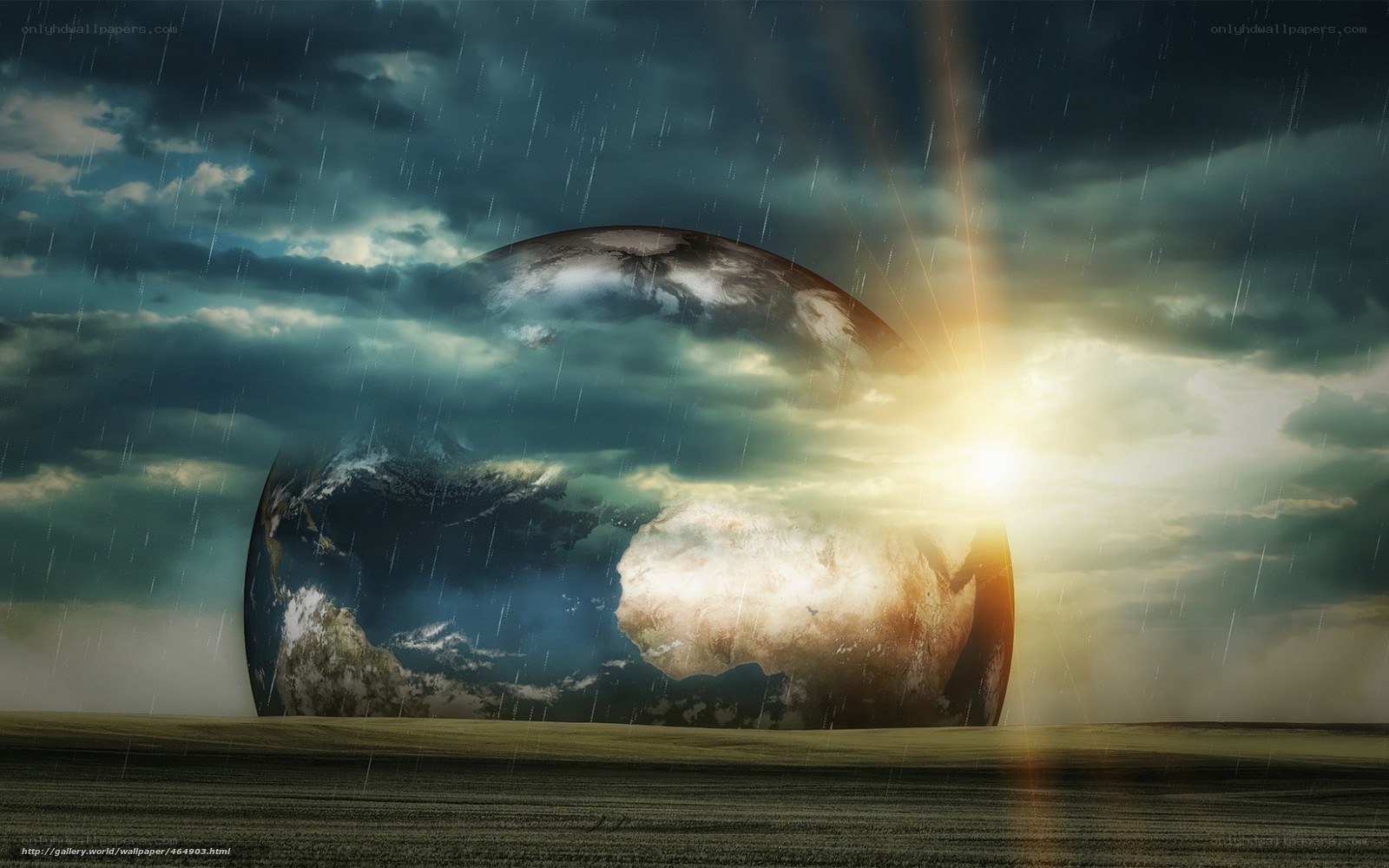 Earth under stormy sky