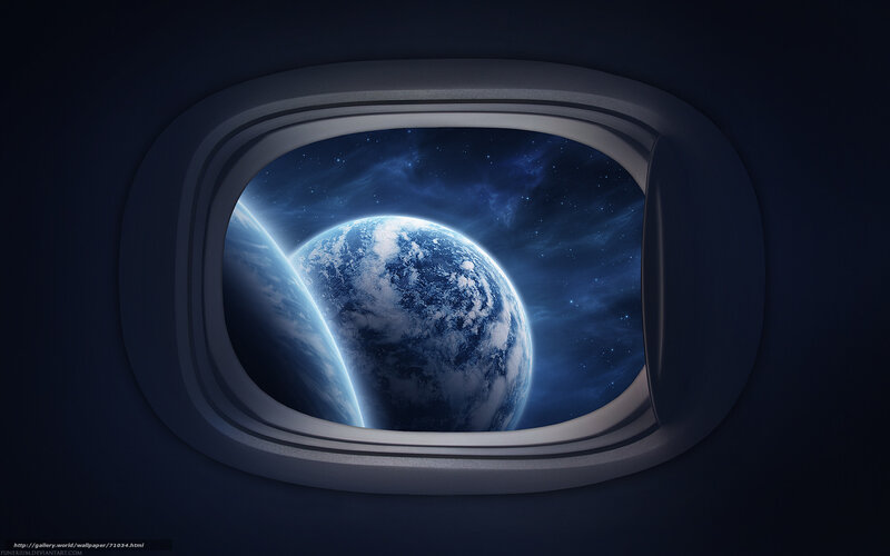 Earth Viewed from Spacecraft — Blue, Serene, Night, Digital Art