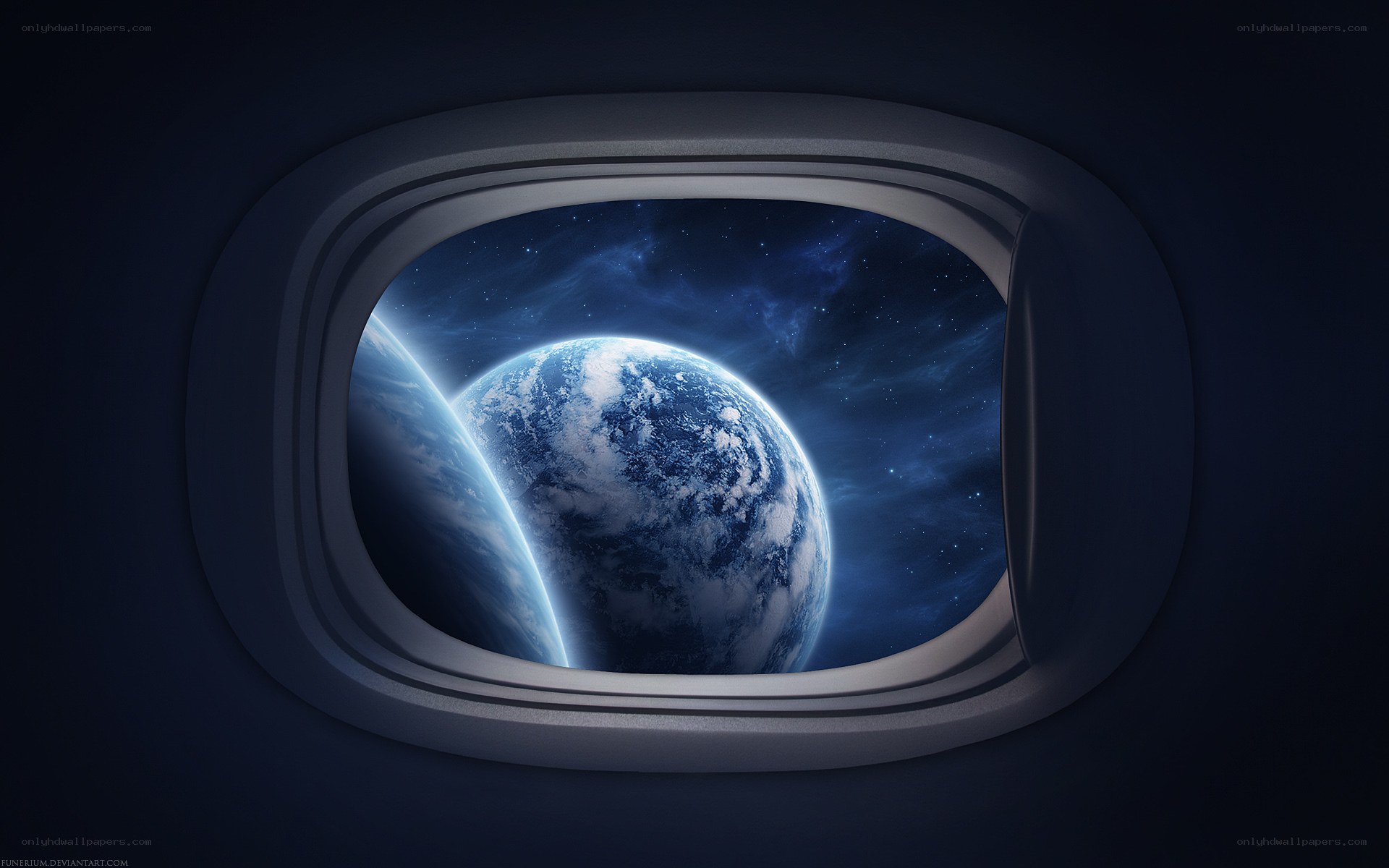 Earth viewed from spacecraft window