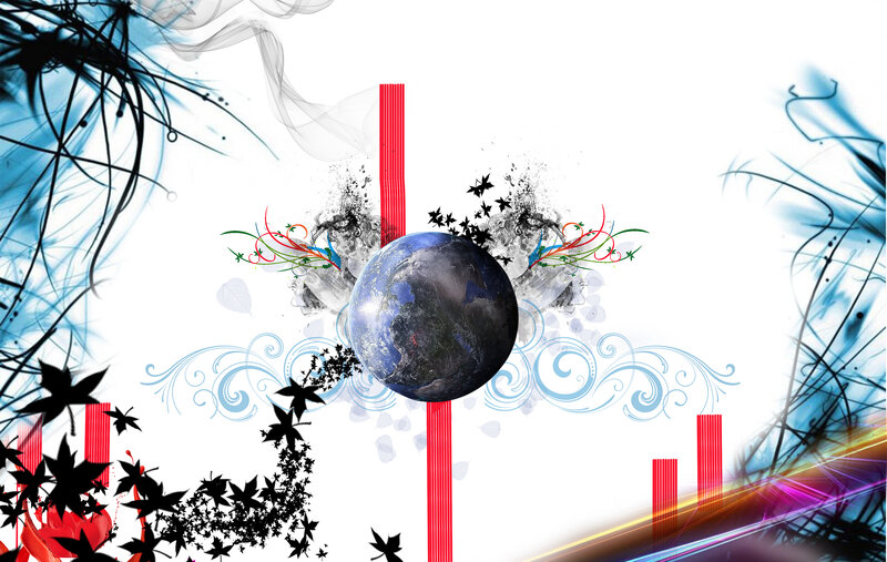 Earth with Abstract Design