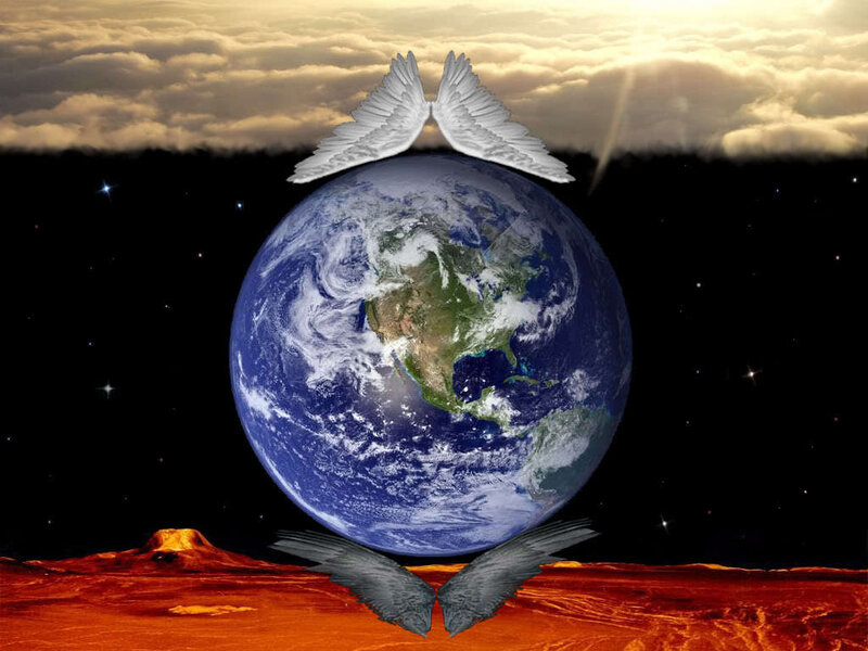 Earth with Angel Wings — Blue