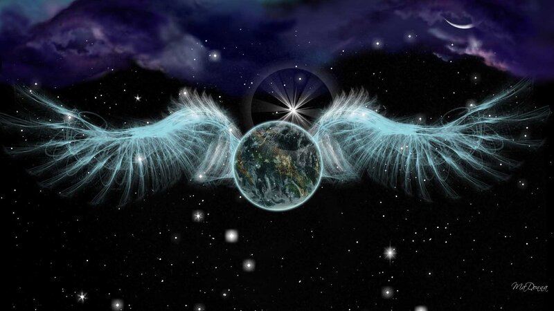 Earth with angel wings