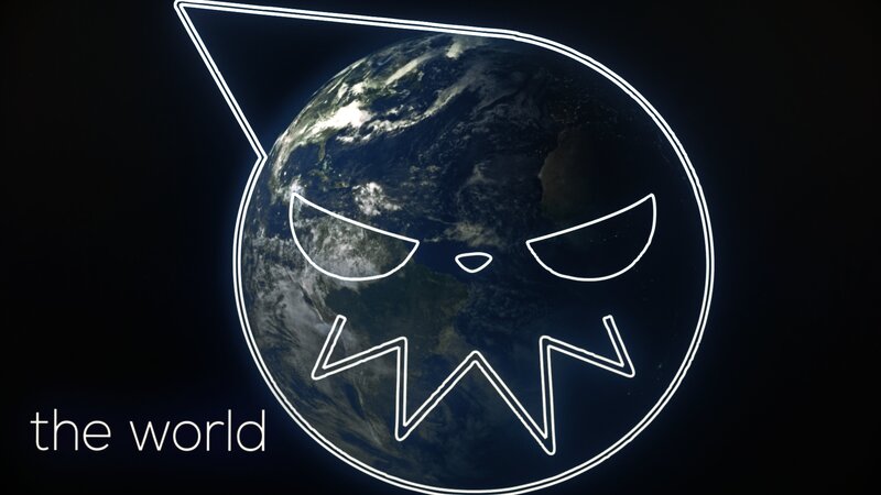Earth with Angry Face — Black