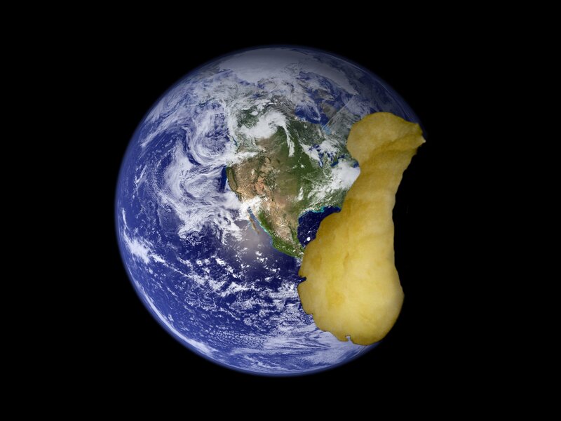 Earth with Apple Core