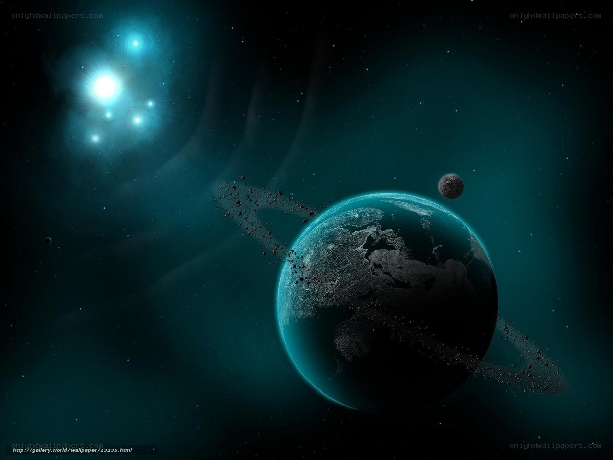 Earth with asteroid belt