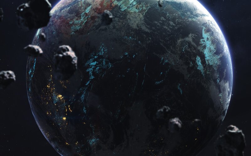 Earth with Asteroids