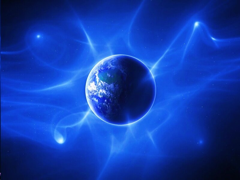 Earth with blue energy aura
