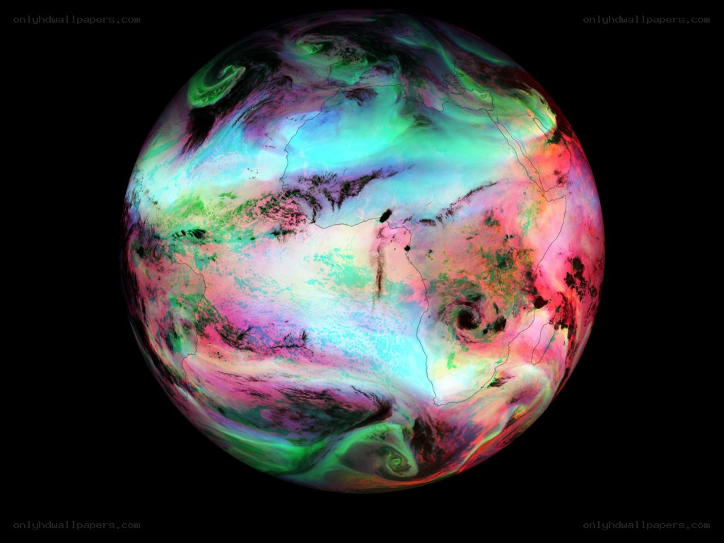 Earth with colorful atmospheric data
