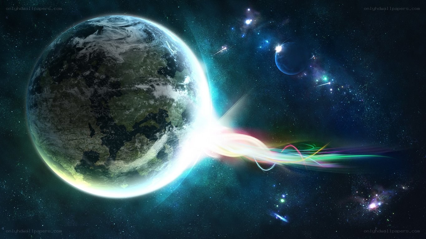 Earth with cosmic energy stream