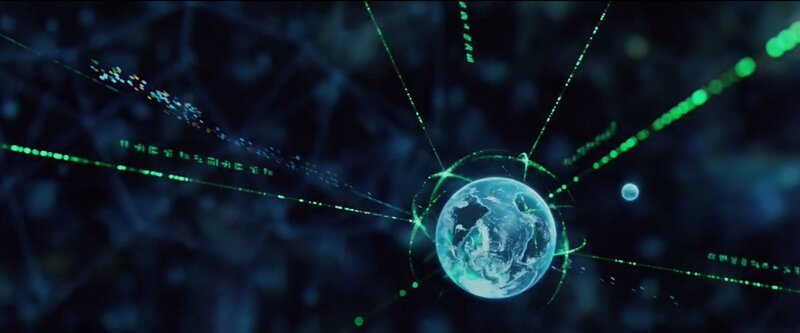 Earth with Digital Network — Blue
