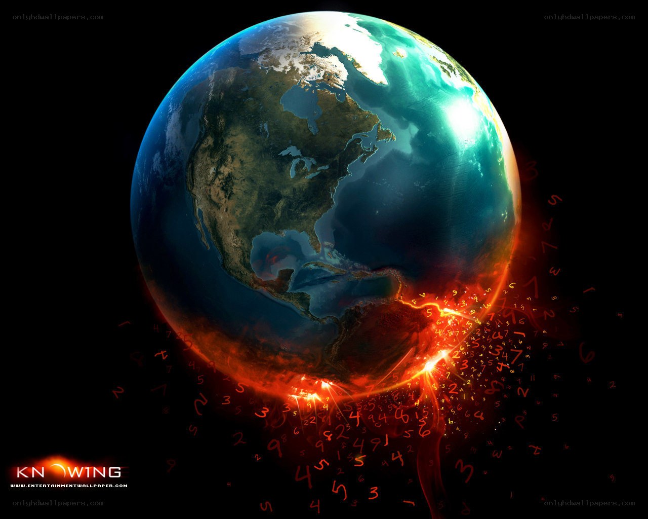 Earth with digital numbers