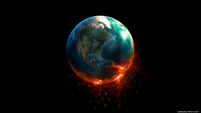 Earth with digital numbers