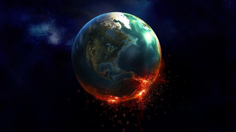Earth with Digital Numbers — Blue, Dramatic, Night