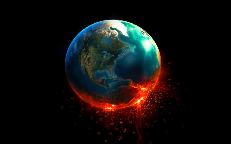 Earth with Digital Numbers — Blue, Dramatic