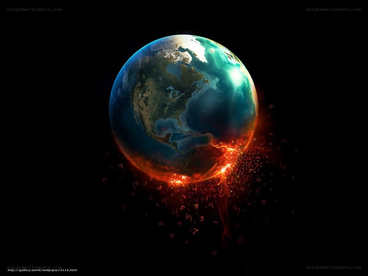 Earth with digital numbers