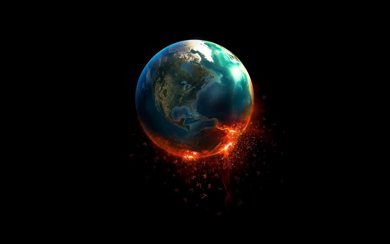 Earth with digital particles