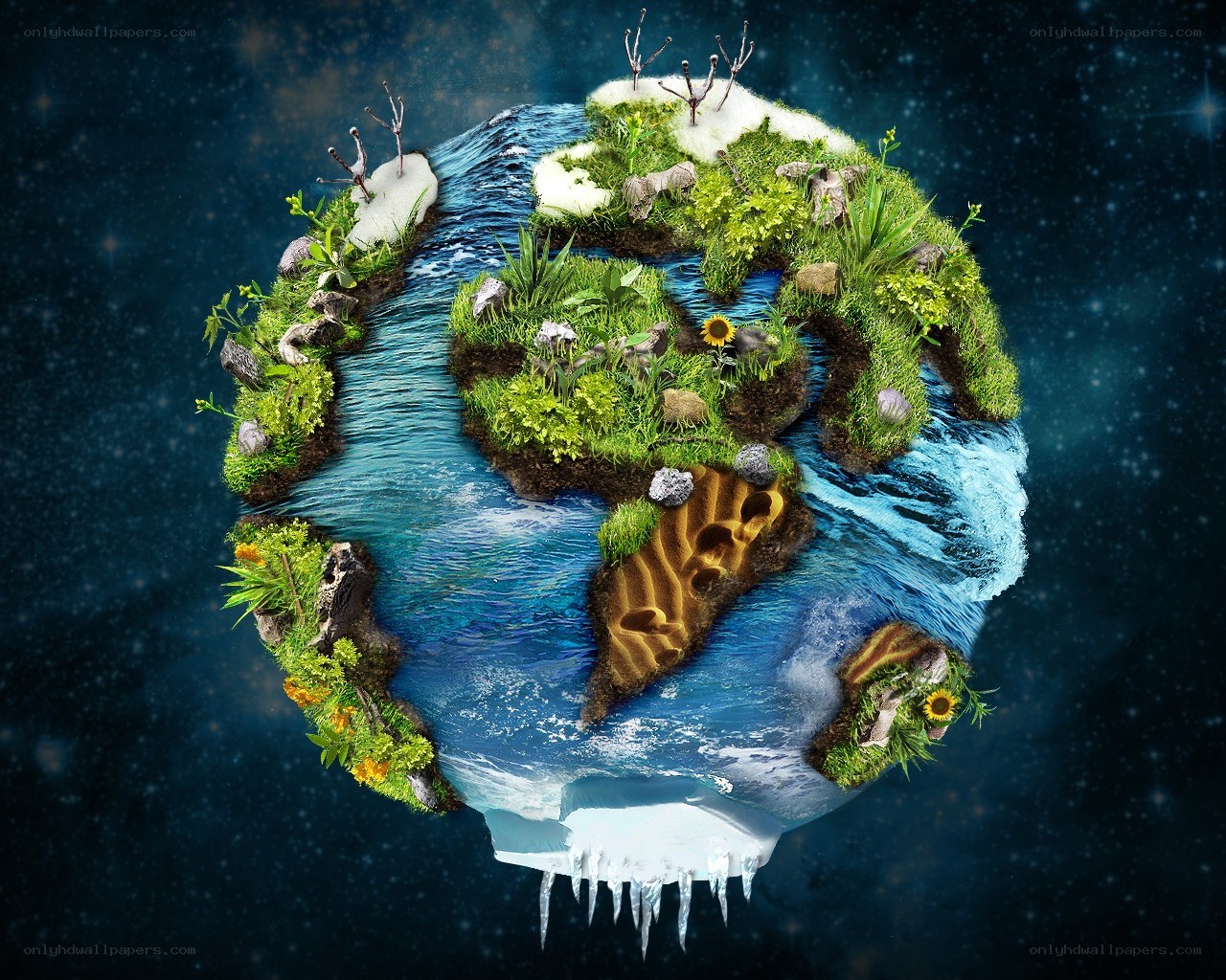 Earth with diverse ecosystems