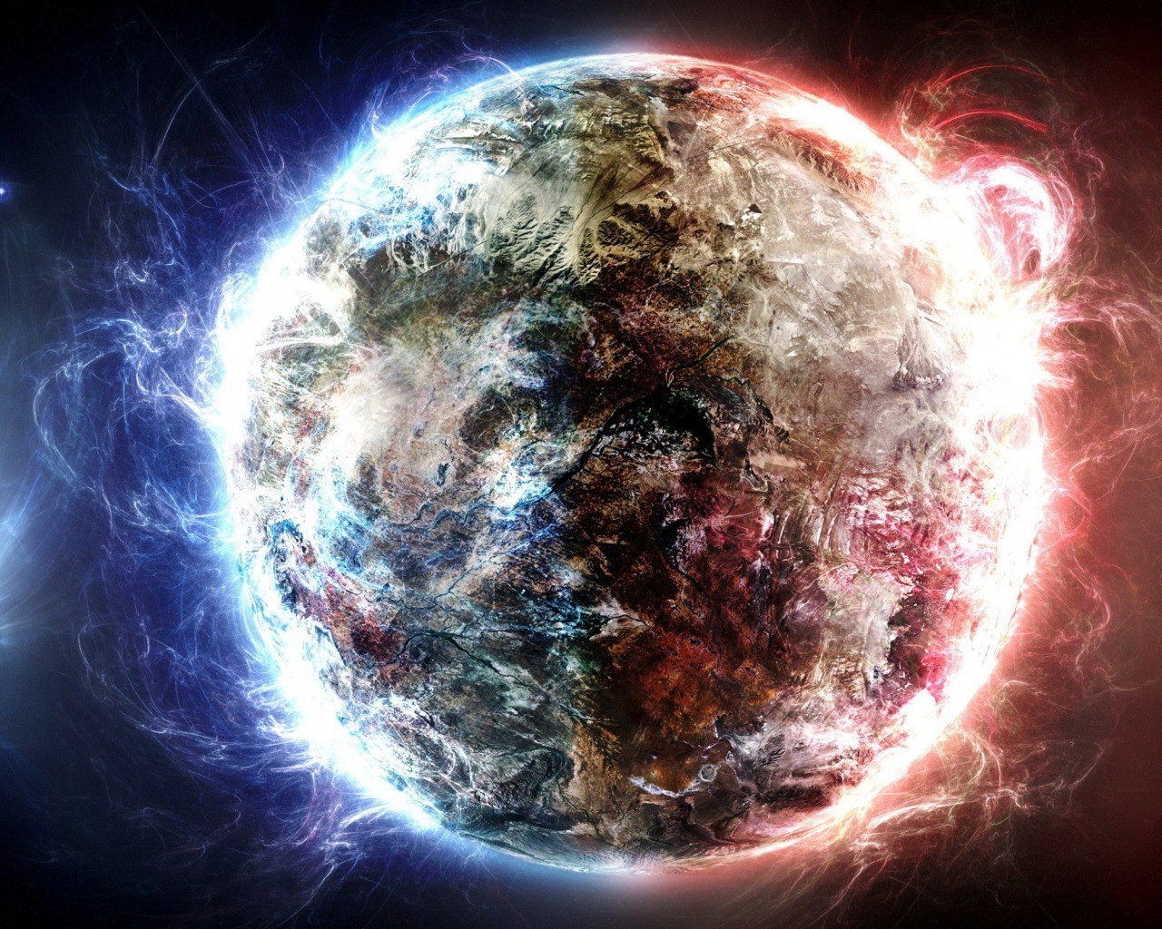 Earth with energy aura