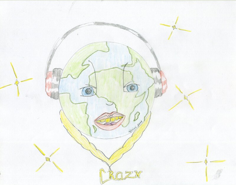 Earth with Face and Headphones