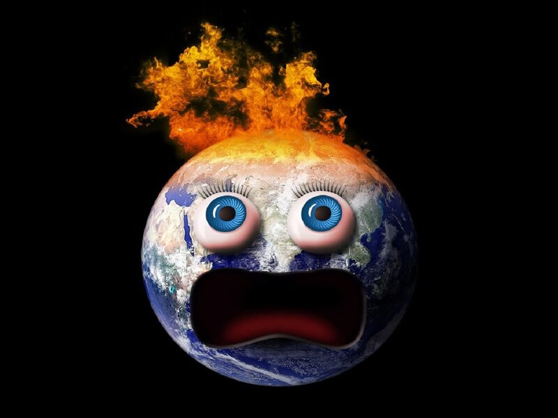 Earth with Face on Fire