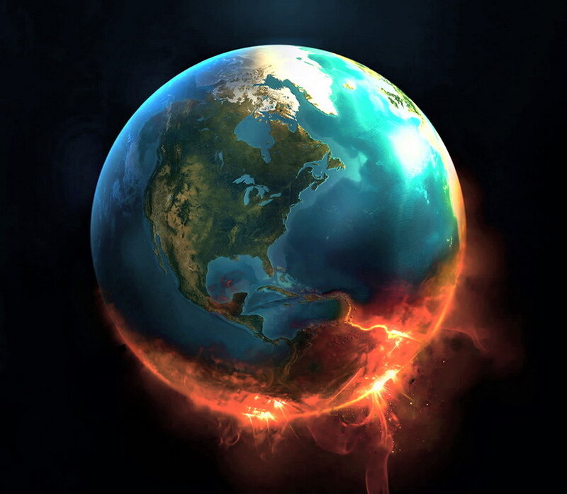 Earth with Fiery Atmosphere