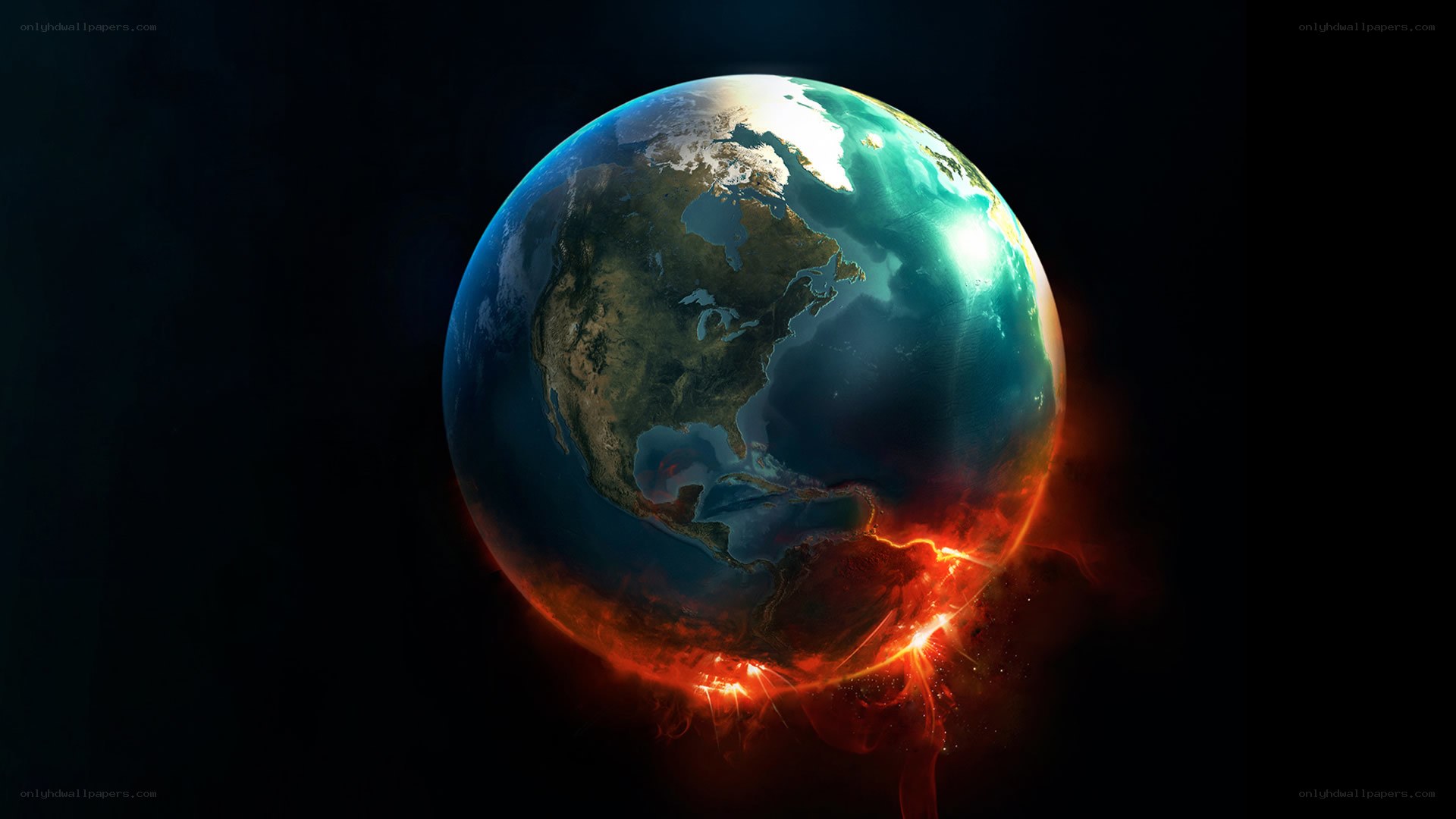 Earth with fiery destruction