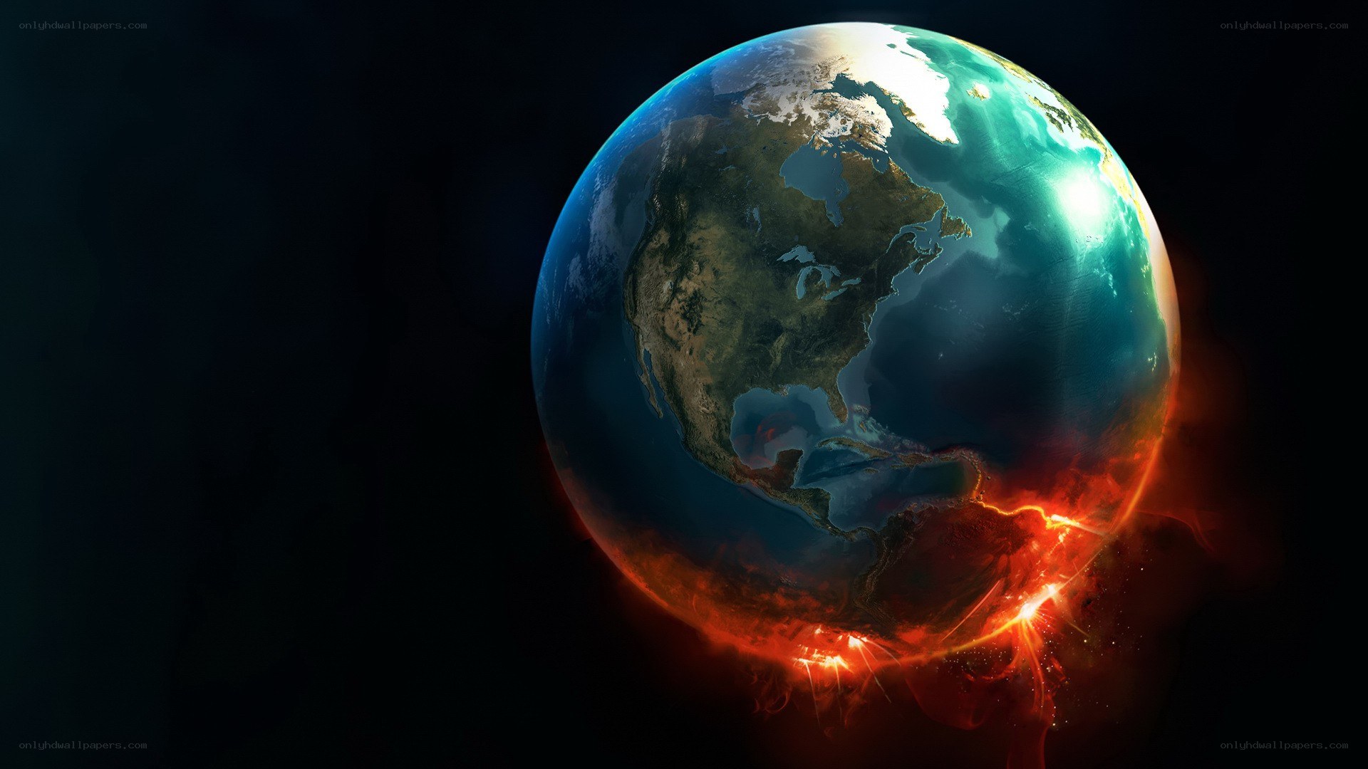 Earth with fiery destruction