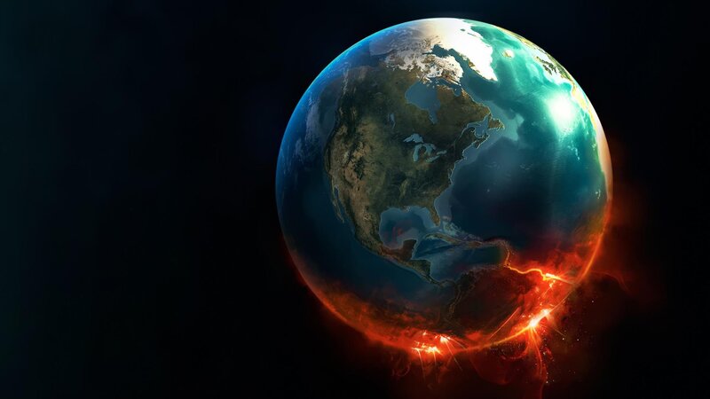 Earth with Fiery Effect