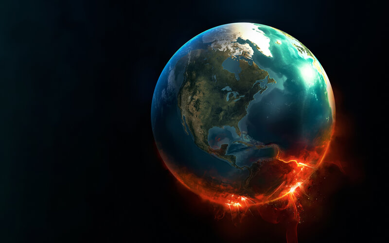 Earth with fiery energy