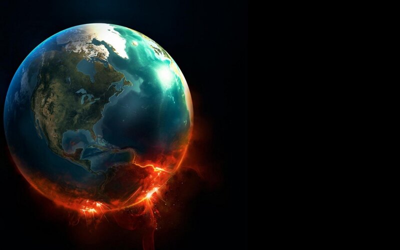 Earth with Fiery Glow — Black