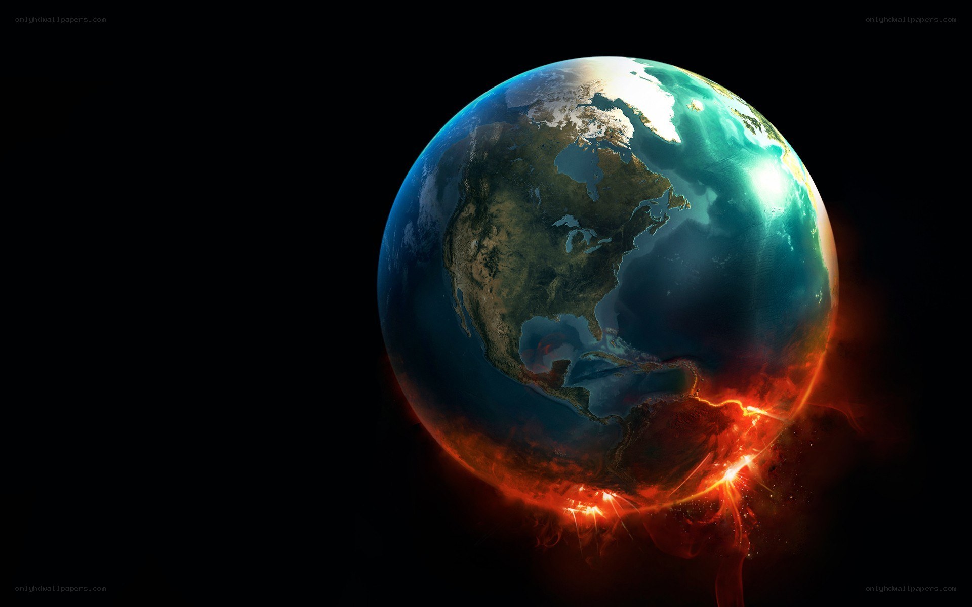 Earth with fiery glow