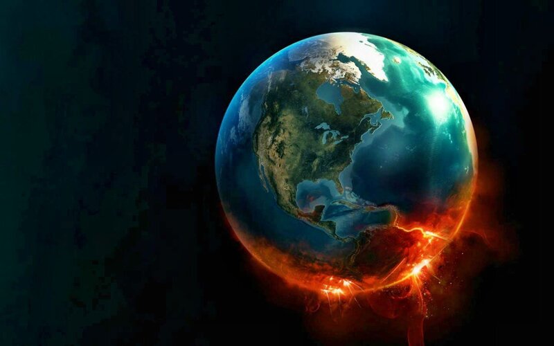 Earth with Fiery Ring — Blue