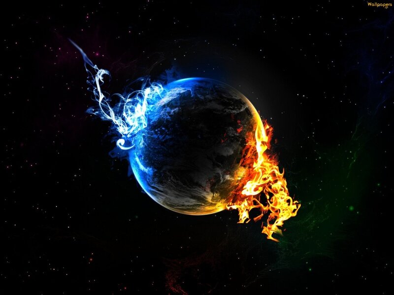 Earth with Fire and Ice — Blue