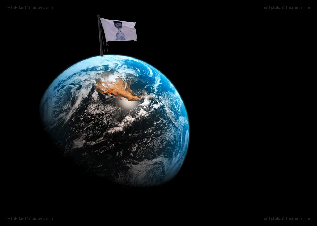 Earth with flag on top