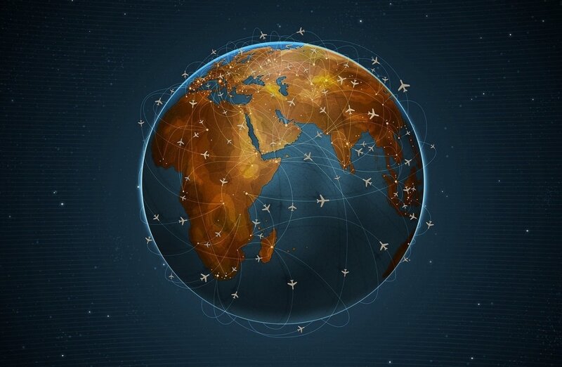 Earth with Flight Paths