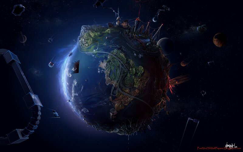 Earth with Futuristic City